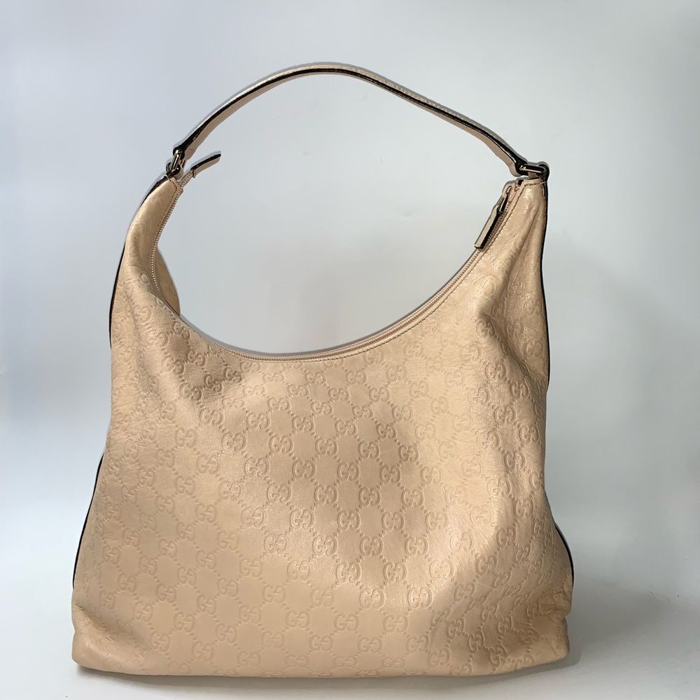 💎AUTHENTIC💎 GUCCI Guccissima GG Logo Shoulder Bag Beige Large